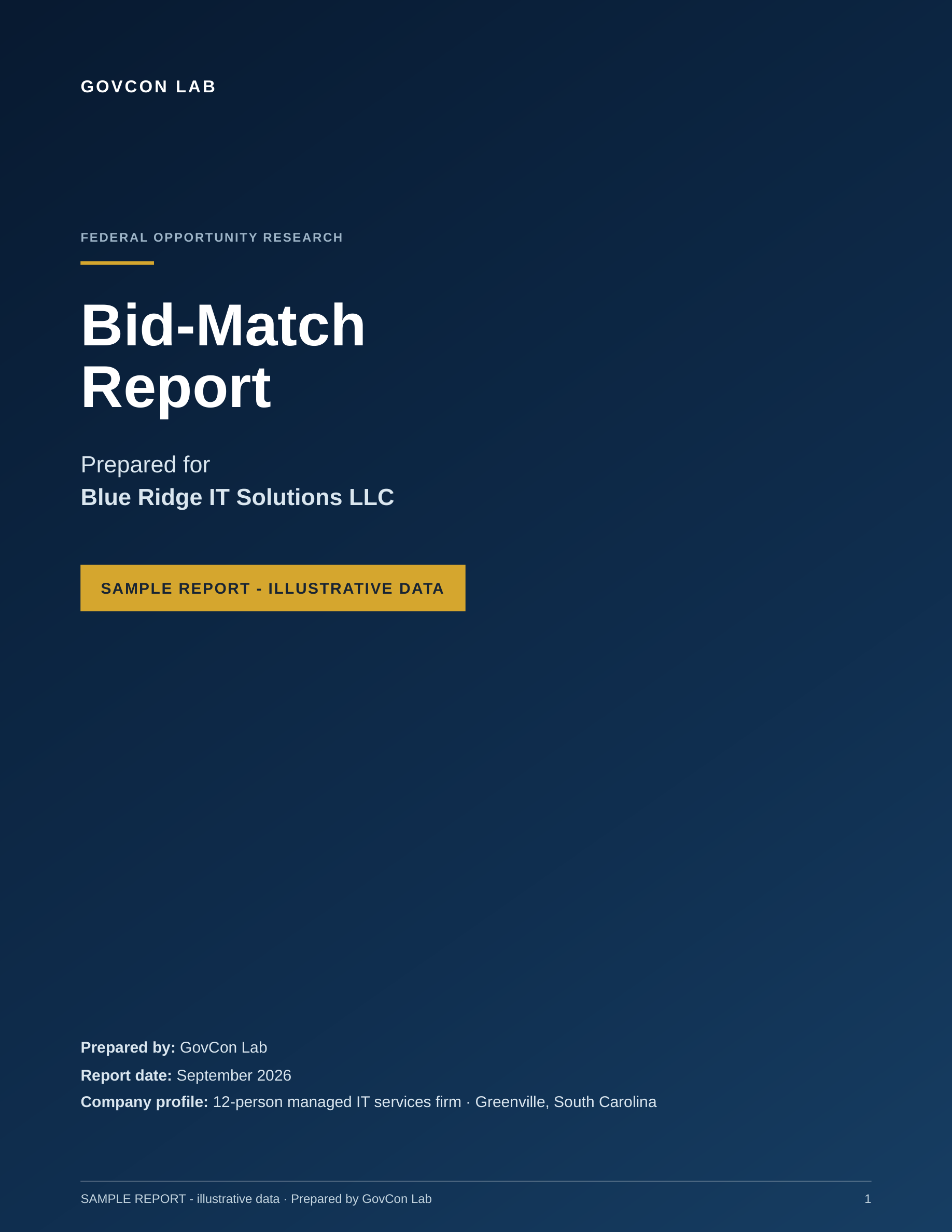 Sample Bid-Match Report cover page